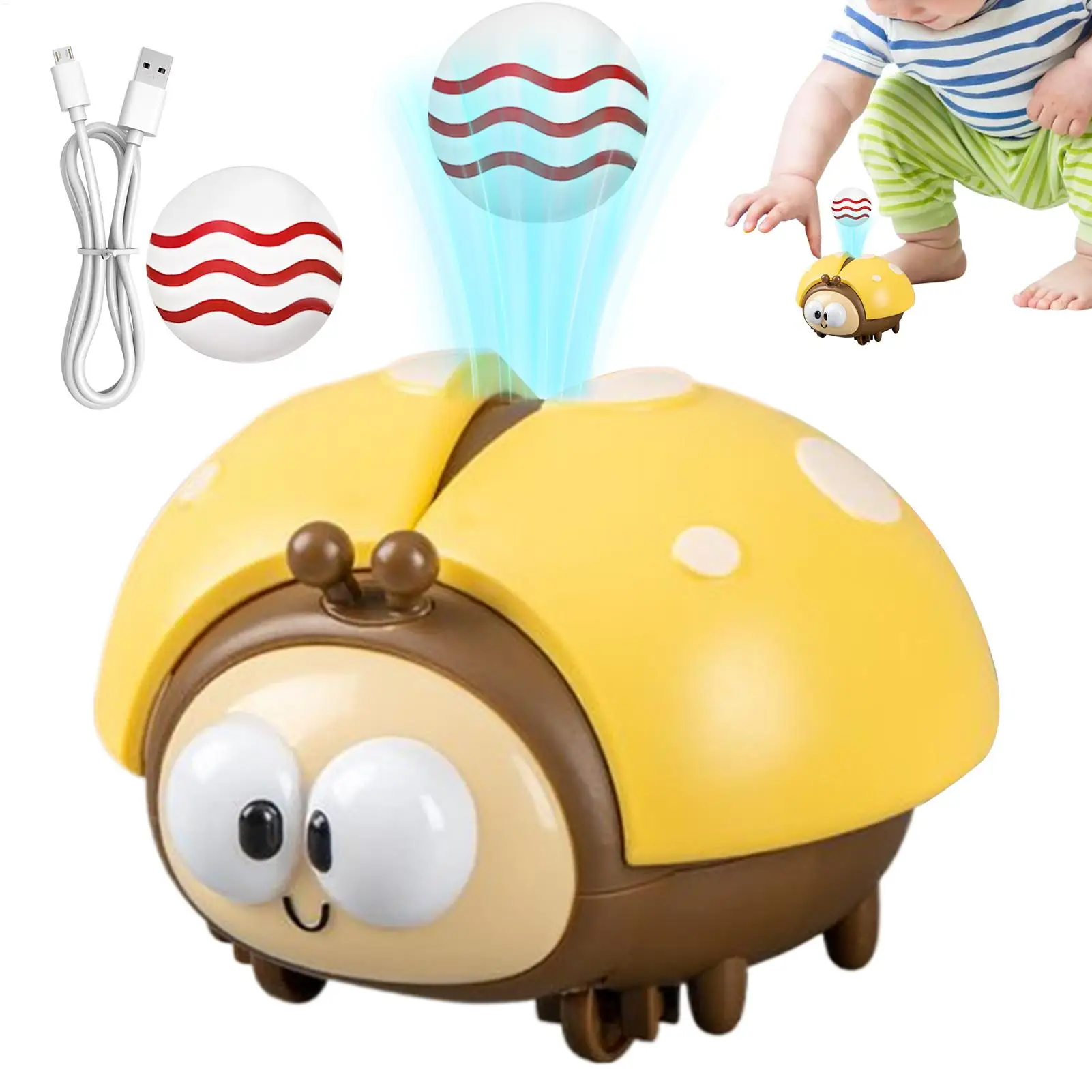 Drijvende balspeelgoed voor kinderen Elektrisch lieveheersbeestje Vroege educatieve set USB-opladen Interactieve speelgoedbal voor begeleiding in de klas