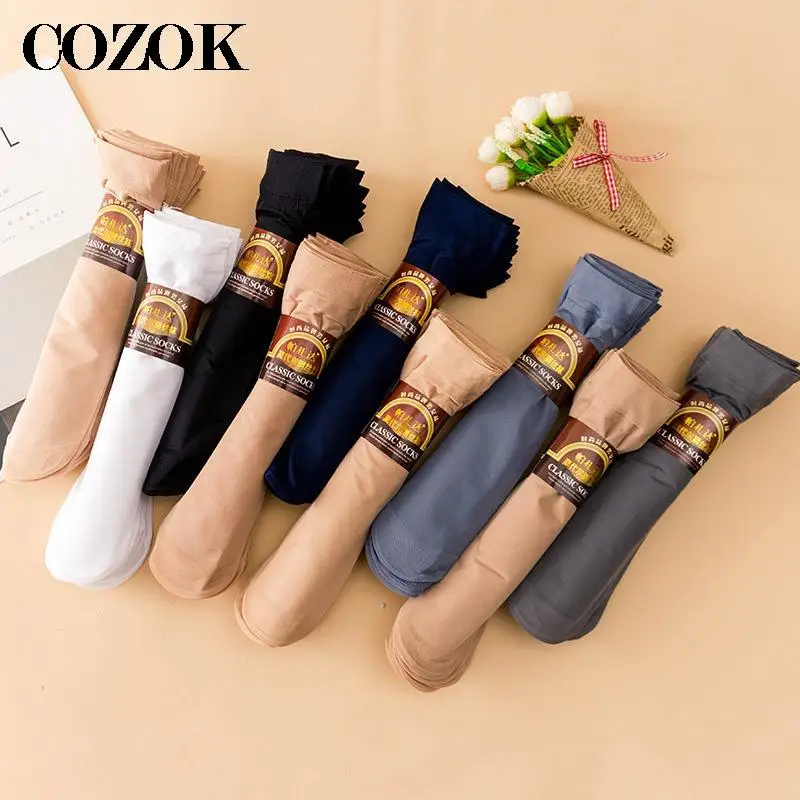 10Pairs Business Men Silk Socks Tear-resistant Breathable Casual Sock Ultra-thin Coolest Nylon Men Socks High Stretchy Male Crew