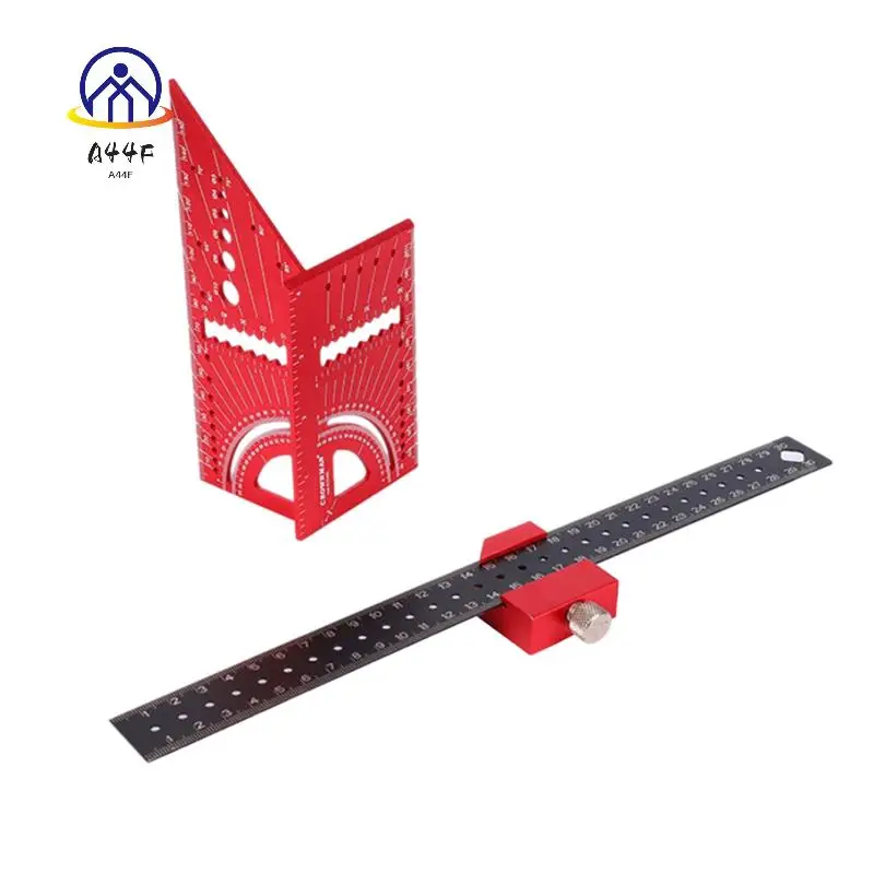 A44F-Multi-Angle Measuring Ruler And Slide Ruler,45/90Degree Angle Gauge Protractors,Woodworking Carpenter Square Tool Set