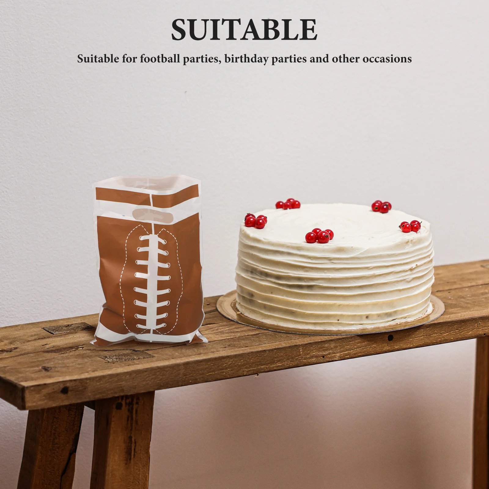 

50Pcs Soccer Themed Party Bags Football Rugby Pattern Large Treat Bags for Birthday Sports Celebrations Rugby Treat Bag