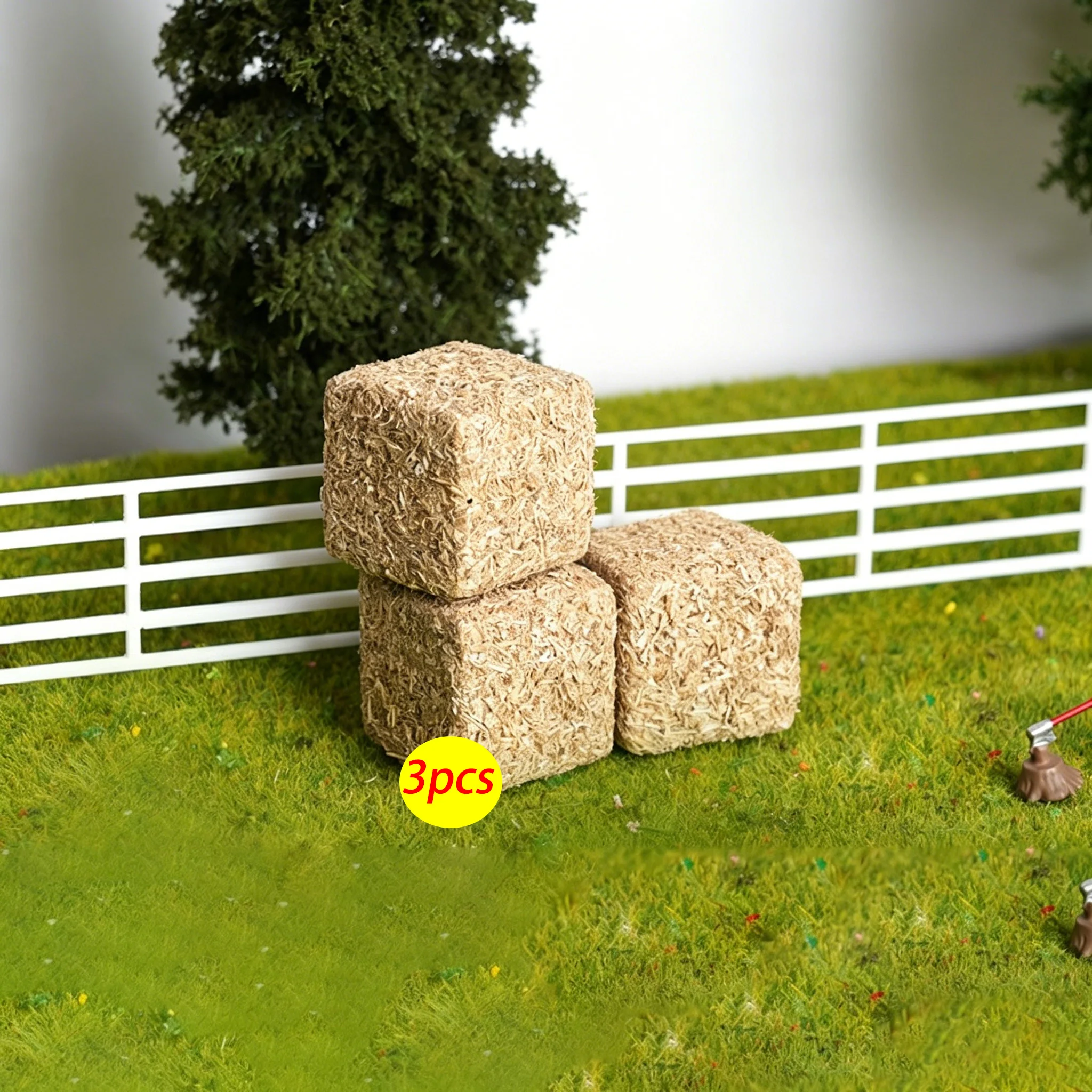 3Pcs Mini Square/Round Haystack Models for Making Sand Table Farm Garden Autumn Landscape Layout Materials Diorama Accessories