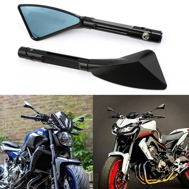 7/8 Inch Universal CNC Rear View Motorcycle Mirrors Black Triangle Motorbike Side Mirror for Street Sport Dirt Bike Scooter