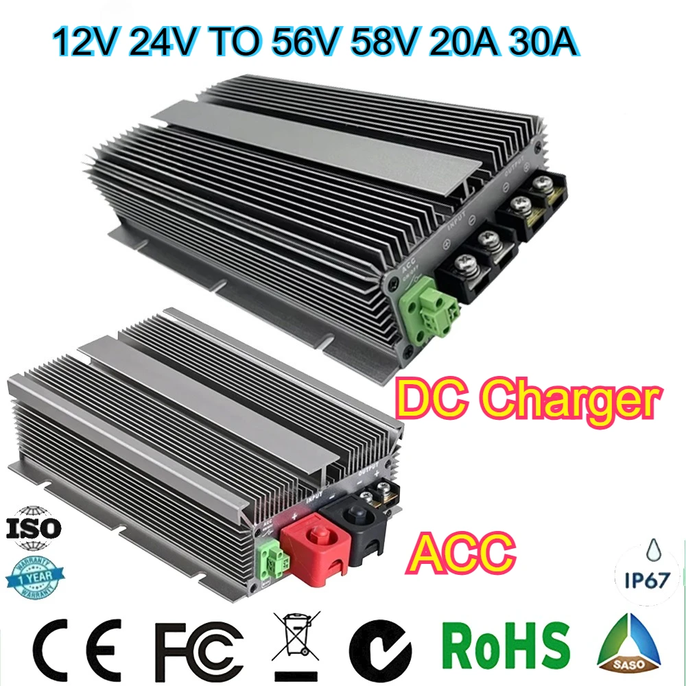 12V24V TO 56V58V 20A30A DC Step Up Power Converter Transformer Power Supply Lifepo4 Lithium Battery Charger for Automotives CE