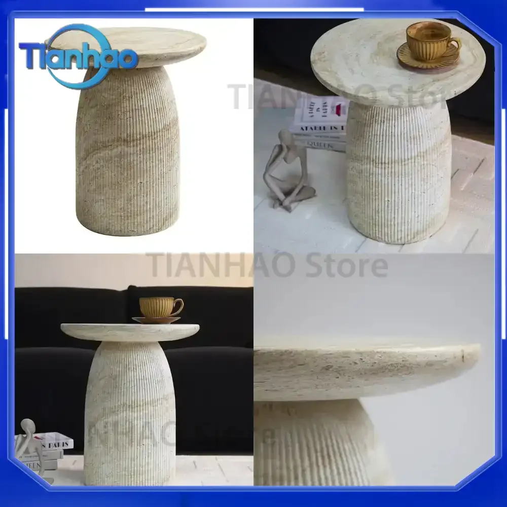 Modern Outdoor Movable Corner Magnesium Mud Sofa and Simple Creative Tea Table for Home Stay Balcony Console Tables