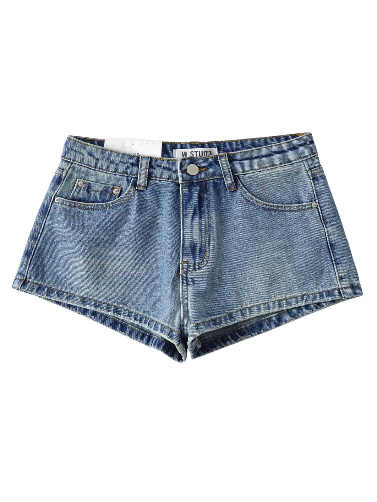 

Retro American Waed Low Waist Denim orts Women's Slimming Sexy Wide Leg Versatile Hot Pants Casual High Waist Zipper...