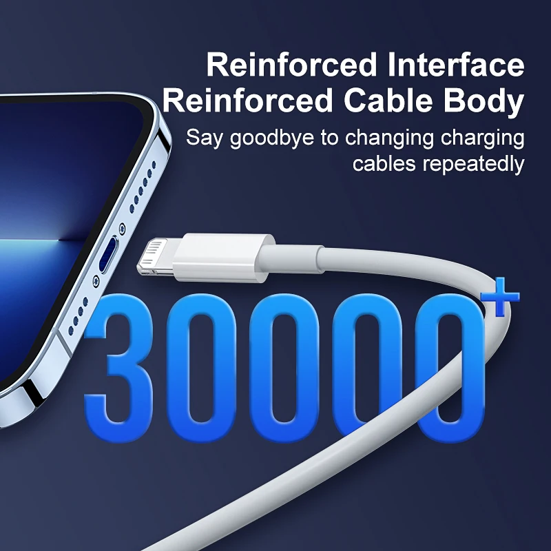 كابل شاحن USB من النوع C إلى البرق ، شحن سريع ، ملحقات خط البيانات ، Apple iPhone 14 ، 13 ، 12 ، 11 Pro Max ، 8 Plus ، 20W ، PD