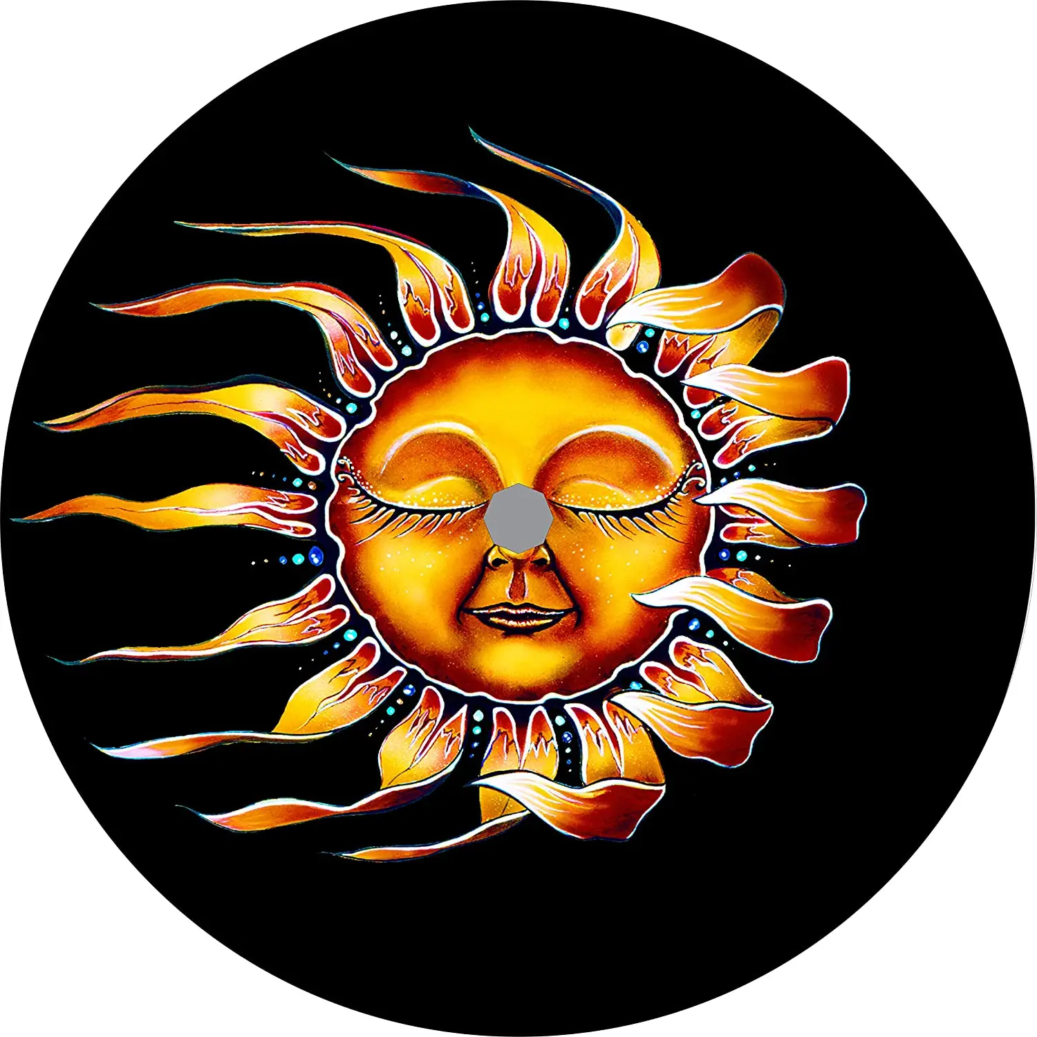 TIRE COVER CENTRAL Sleeping Sun Face Spare Tire Cover (Select tire Size/Back up Camera in MENU)