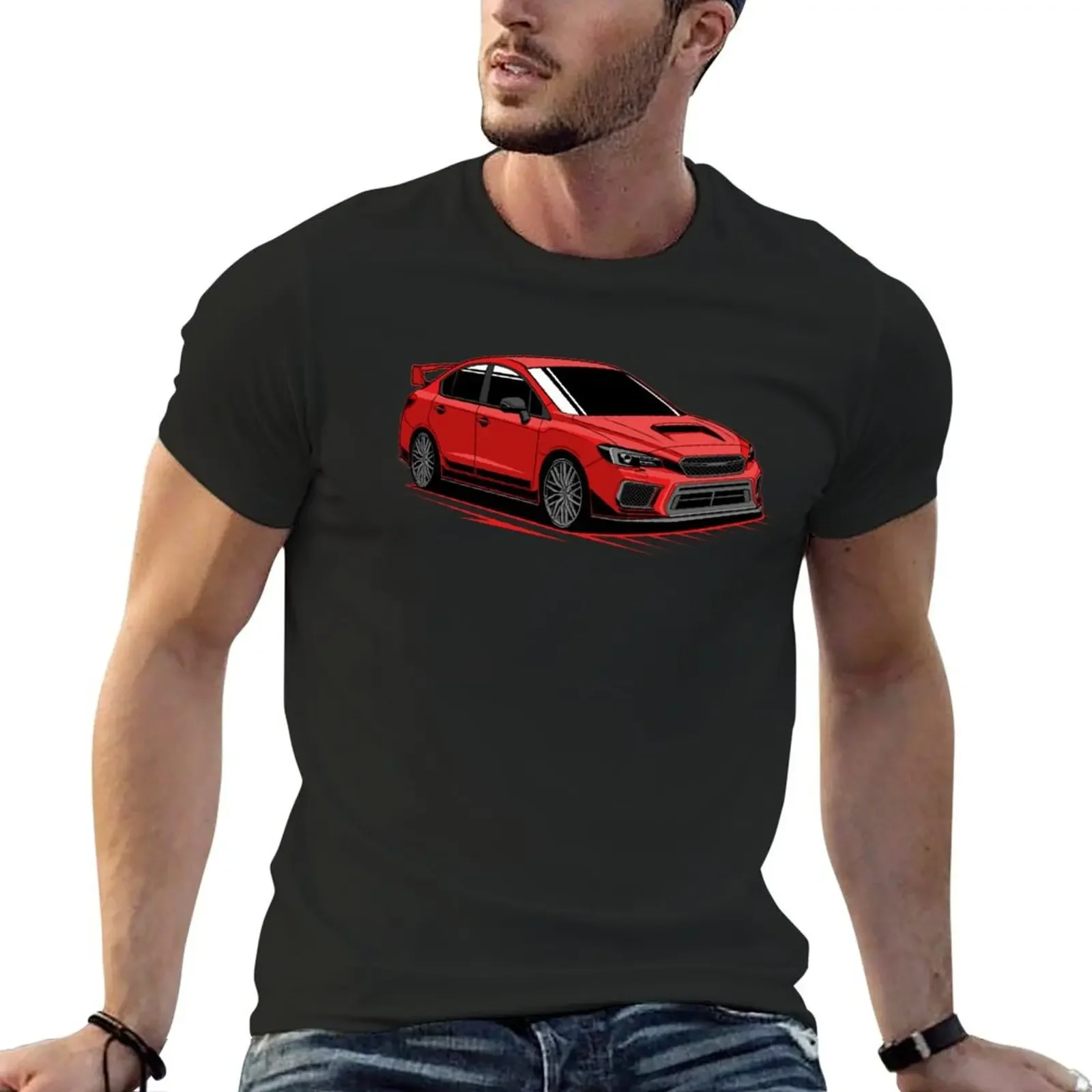 Rote Subie Wrx Racing klassische T-Shirt Sport fans Hippie Kleidung schlichte T-Shirts für Männer Baumwolle