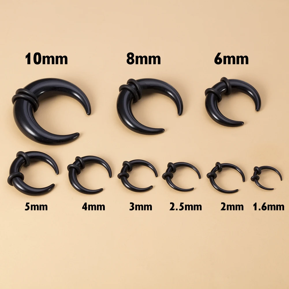 Acrylic C Shaped Taper Pincher Septum Rings, 2Pcs Set