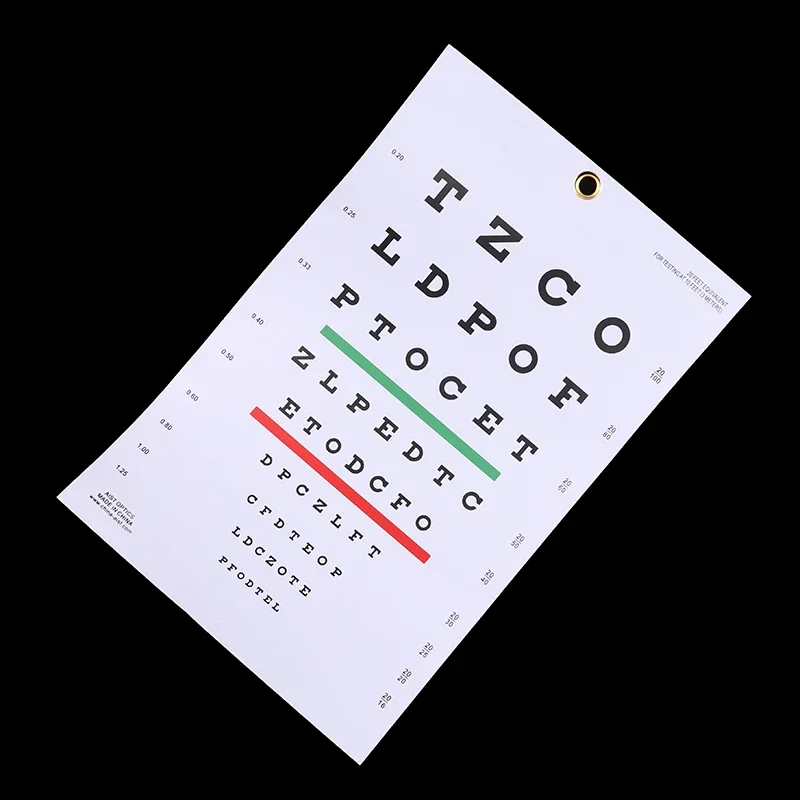 Grafico oculare Snellen in PVC 20 piedi Grafici per test oculari a bassa visione per la scuola materna Strumento per l'esame oculare 22 x 10,8 pollici con punto stick Occluder