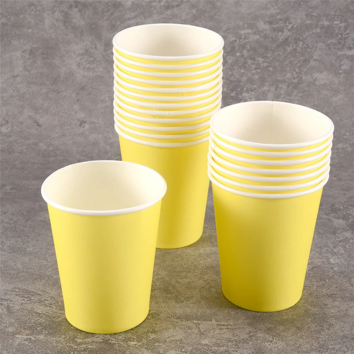 High-end 20 Paper Cups (9oz) - Plain Solid Colours Birthday Party Tableware Catering(yellow)