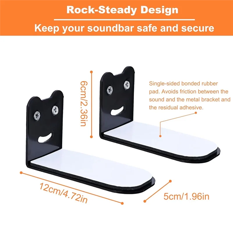 Universal Type 4.72 Inch Sound Bar Wall Mount Bracket Kit For Most Of Soundbars Wall Mount Shelf Mounting Brackets-New