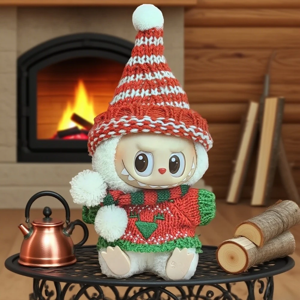 

Для одежды Labubu: рождественский комплект с оленями (красный праздничный наряд) для V1/V2/V3 — наряд Labubu, праздничный подарочный рождественский набор