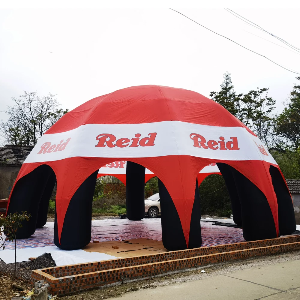 Barraca de aranha inflável iglu grande de 12m por atacado, barracas de gazebos de trenó com dossel de ar de tecido de impressão personalizada