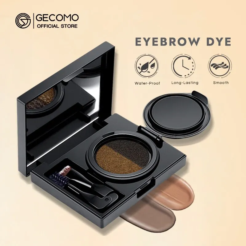 GECOMO 2 สี Air Cushion Eyebrow Powder สีกันน้ําและเหงื่อ Long-Lasting Eye Brow Cream