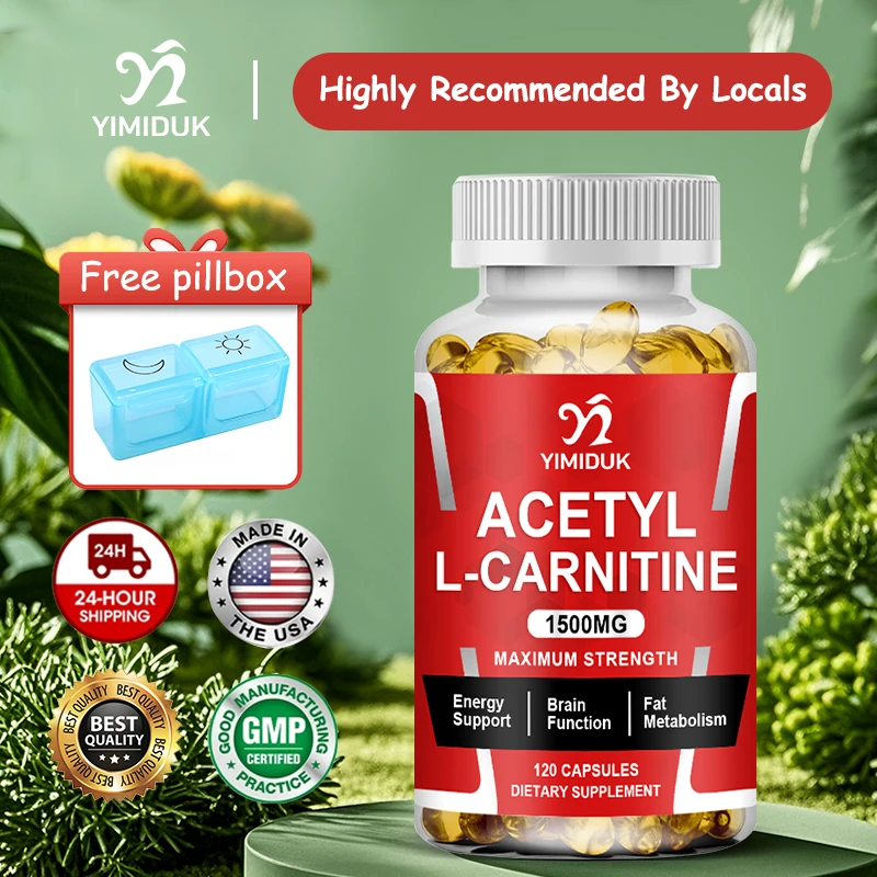 

Yimiduk Acetyl L-Carnitine 1500mg Capsules, Support Increase Muscle, Fat Metabolism, Cardiovascular Health, Boost Energy, Vegan