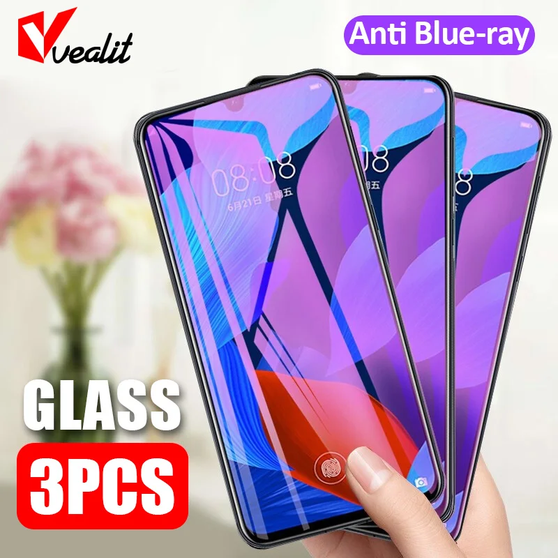 3Pcs Anti Blue ray Tempered Glass For Huawei P30 P40 P20 Lite Y9A Y7A Y9S Y8P Y8S P Smart Z 2021 Nova 5t 7i 3i Screen Protector