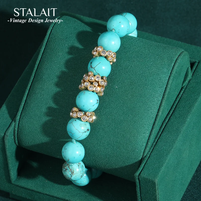 

Винтажные синие браслеты из натурального камня, богемные бусины золотого цвета, стразы, антикварные ювелирные изделия, очаровательные свадебные ретро-подарок, новинка