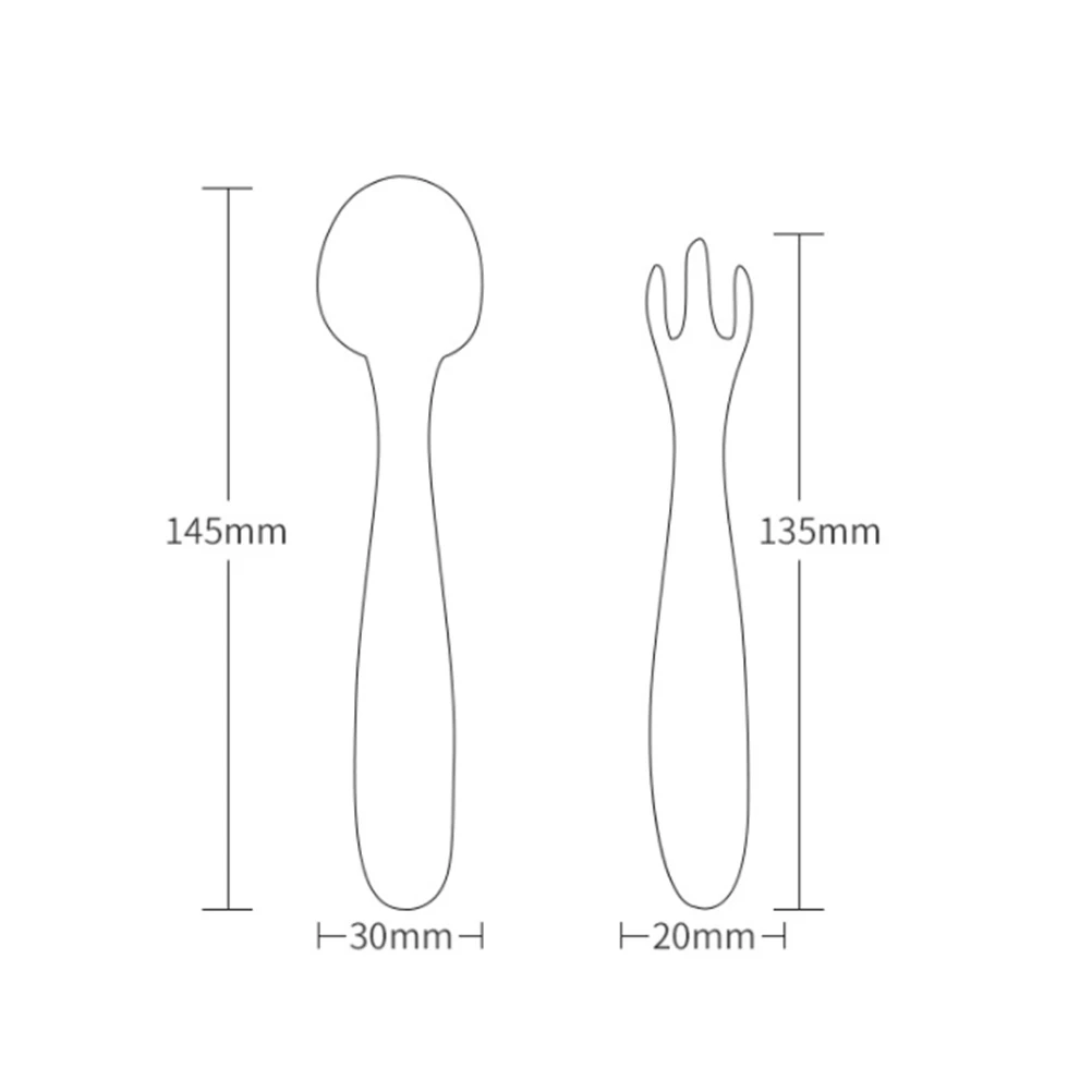 1 مجموعة أواني الطفل شوكة ملعقة ارتفاع درجة الحرارة مقاومة انحناء تصميم سهلة قبضة التدريب أدوات المائدة للأطفال خفيفة الوزن