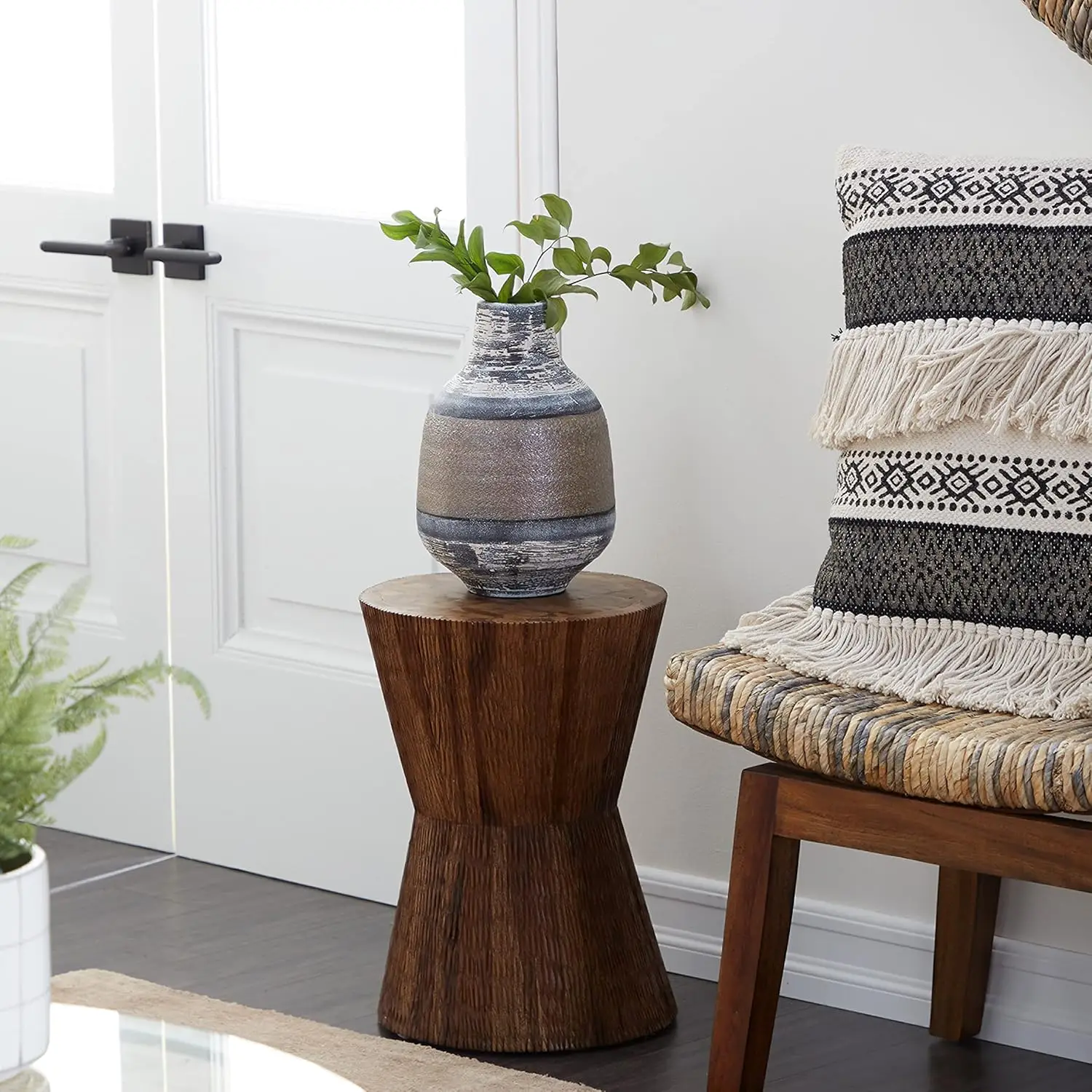 Teak Wood Side End Accent Table Intricately Carved End Table, Side Table 13