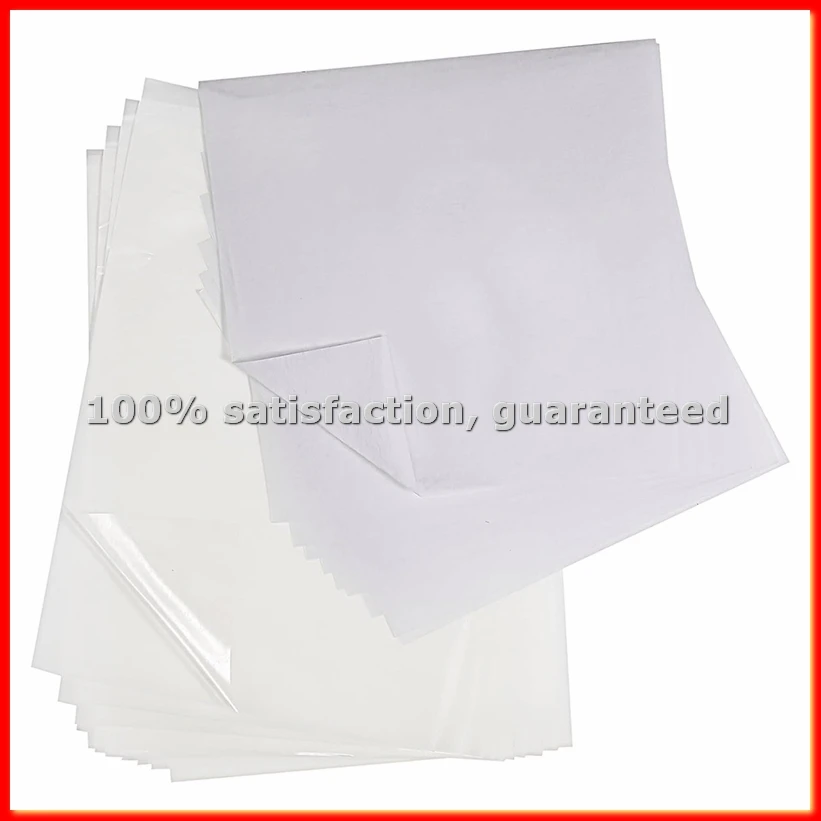 20 Pcs Double Sided Iron on Adhesive Sheets with 100 Pcs Tear Away Machine Embroidery Stabilizer Backing for DIY Craft-ABAM