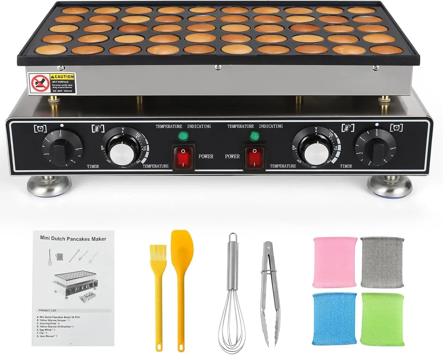 Mini Pancake 50pcs Mini Dutch Pancake 1600W Mini Pancakes Machine Commercial Pancake Maker Electric Dutch Panc