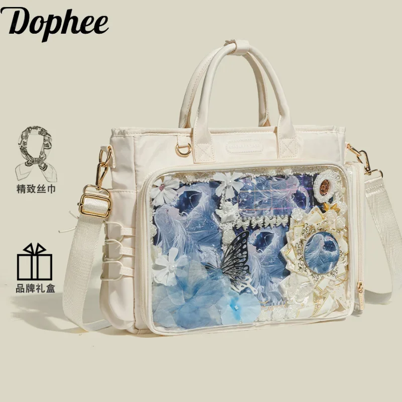 Dophee Original Large Capacity Commuting Bag Women Fashion Transparent Laptop Computer Bag All-match Korea Casual Shoulder Bags