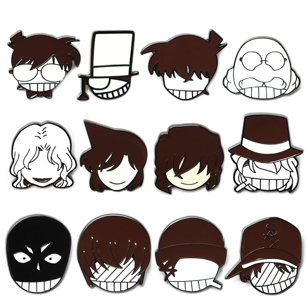 Anime detetive conan bonito esmalte broche cosplay crachá adequado para roupas diárias e mochila vestindo jóias presentes de férias
