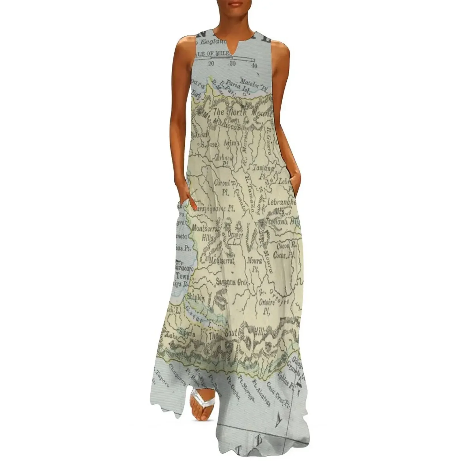 

Vintage Trinidad Island Map (1901) Long Dress Casual dresses Dress