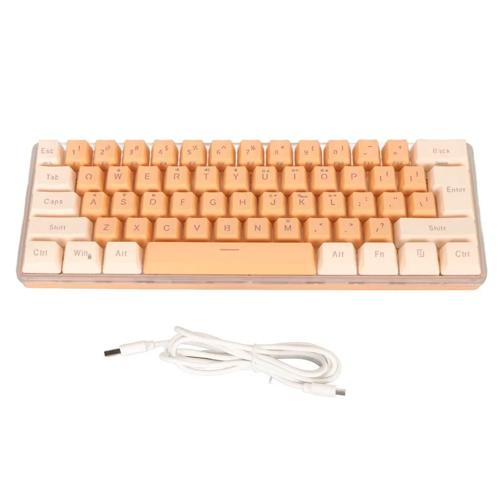 Funny 61 Keys 60% Wired Gaming Keyboard USB Wired 8 Backlight Effects RGB Mini Keyboard Plug and Play Compact Keyboard Typist