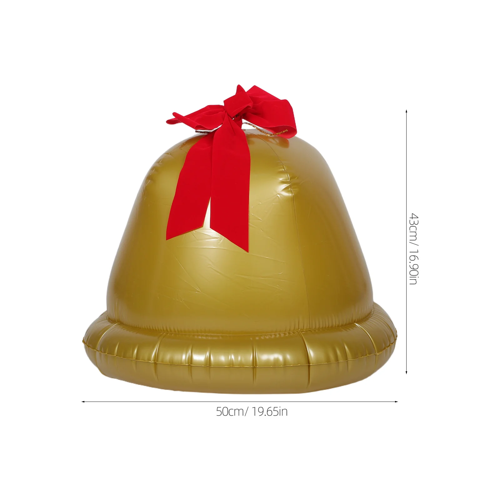 جرس جلجل قابل للنفخ للعطلات، زينة كبيرة جدًا لعيد الميلاد مع فيونكة لامعة، قابلة للنفخ في ساحة الشرفة الخارجية للاحتفالات الداخلية