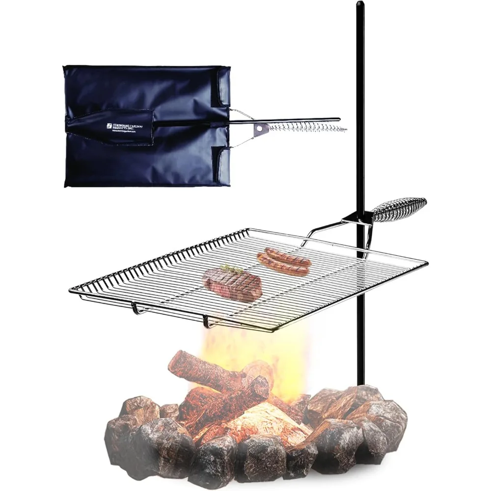 Stake & Grill, Camping Grill, Open Fire Cooking Equipment, Fire Pit Accessories, Campfire Grill Grate, 15