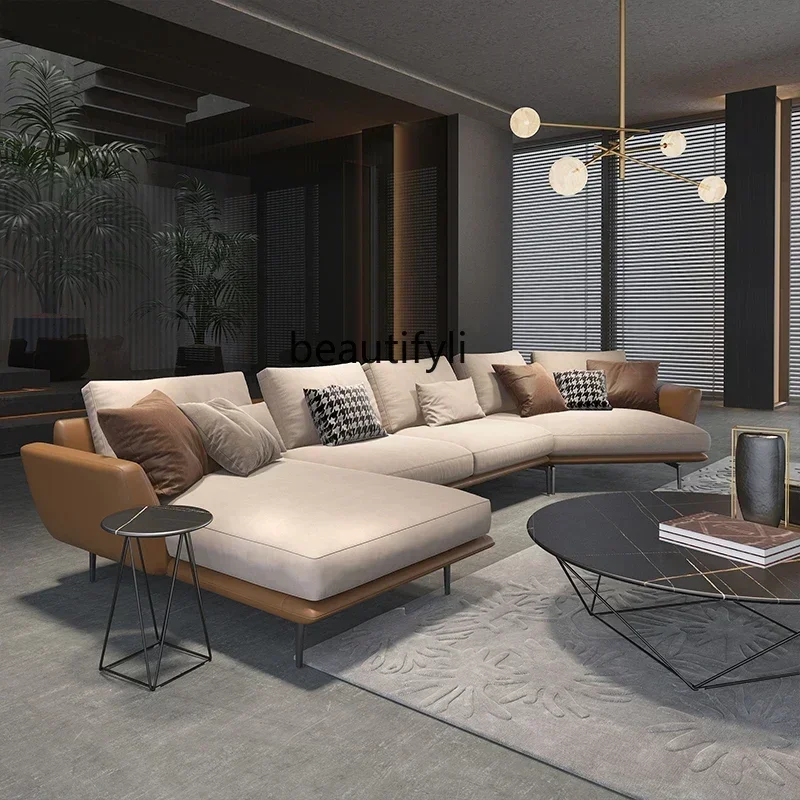 

YH3 Italian minimalist fabric sofa special-shaped corner large apartment u-shaped living room simple modern light luxury arc