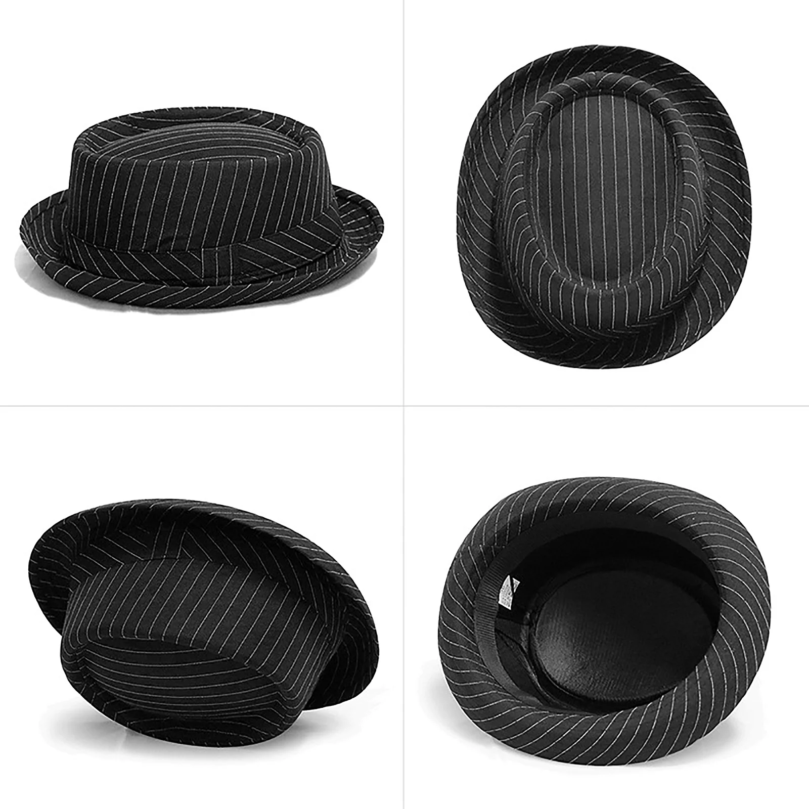 2024 Casual moda uomo cappello corto a righe tesa fedora classico cappello da abito in Tweed morbido neutro adatto per il campeggio e l\'escursionismo