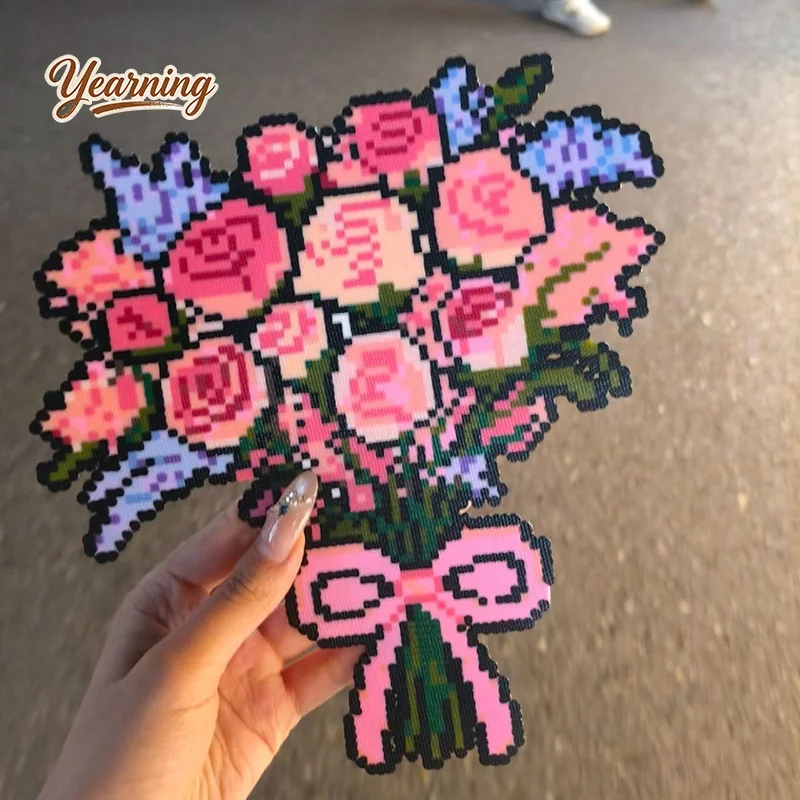 Perler Bead Finished Flower Bouquet Tulip Sunflower Carnation Rose Mini Ornament Valentine Birthday Gift for Girlfriend