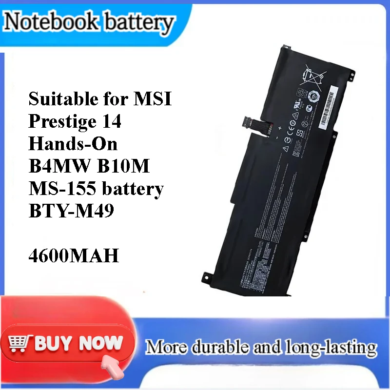 for MSI Prestige 14 Hands-On B4MW B10M MS-155 Battery BTY-M49