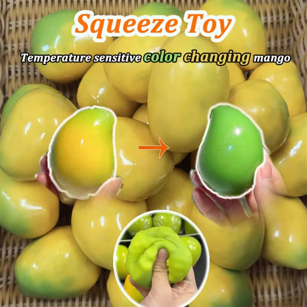 New Handmade Crispy Mango Squishy Stress Ball Crunchy Squeeze Fidget Toy Round Blocks ASMR Sensory Decompression for Adults