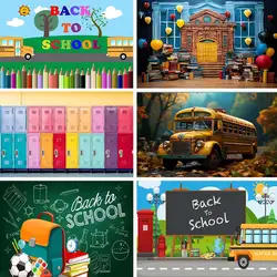 Back to School Bus Party Backdrops For Cake Smash Photography Photographic Students Kids Background For Photos Studio Props