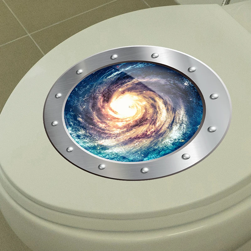 Universe Outer Space Toilet Stickers Window Wall Stickers Refrigerator Bathroom Home Decoration Mural Art Galaxy Decals