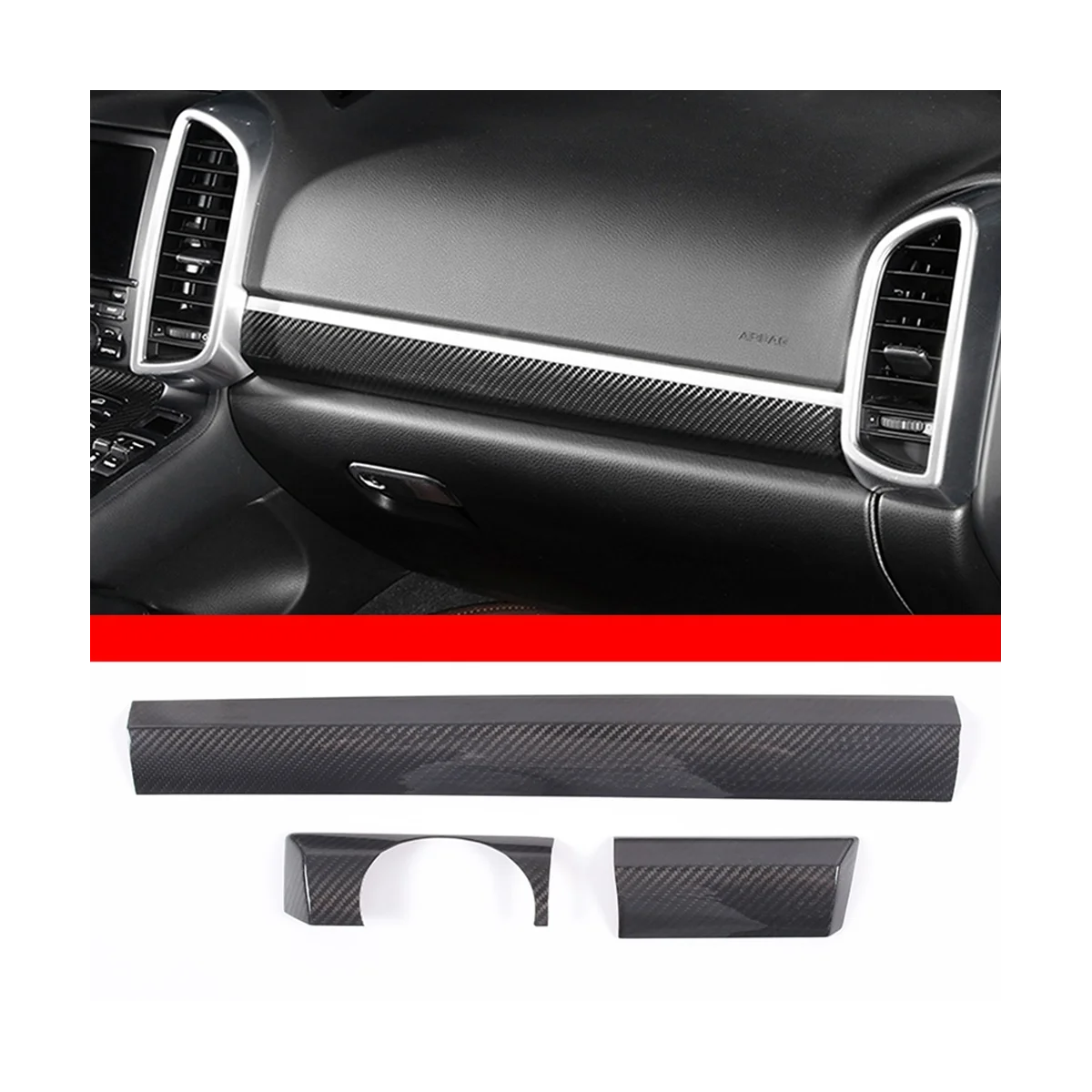 For 2011-2017 Dry Carbon Fiber Car Center Console Dashboard Cover Decorative Trim Sticker Accessories