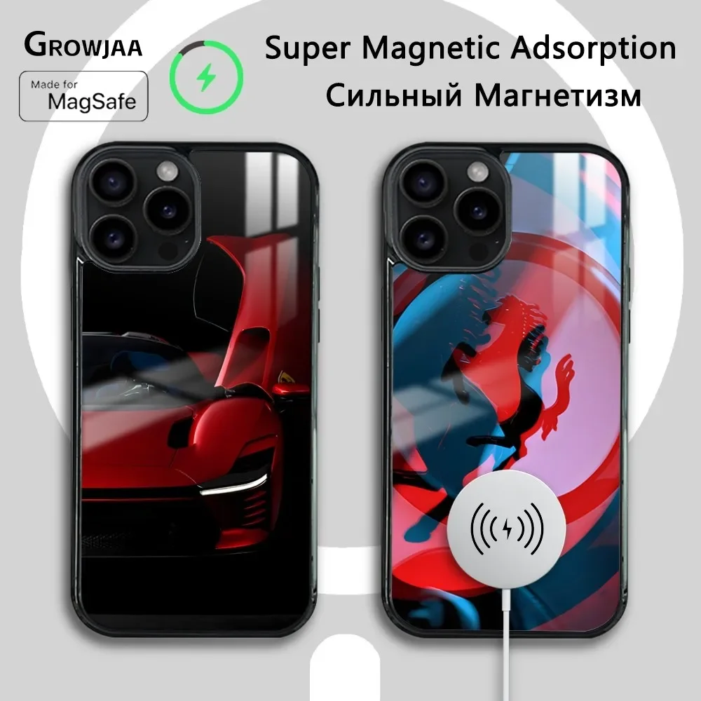 Classic supercar F-Ferraries F40 Phone Case For iPhone 16 15 14 13 12 11 Pro Max Plus Mini Magsafe Mirror Wireless Magnet Cover