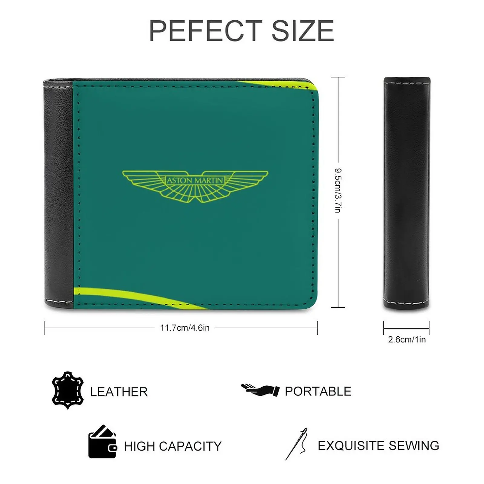 Vettel 5 Aston 2022 Leather Wallet Men Classic Black Purse Credit Card Holder Fashion Men's Wallet Vettel Vettel Aston Seb