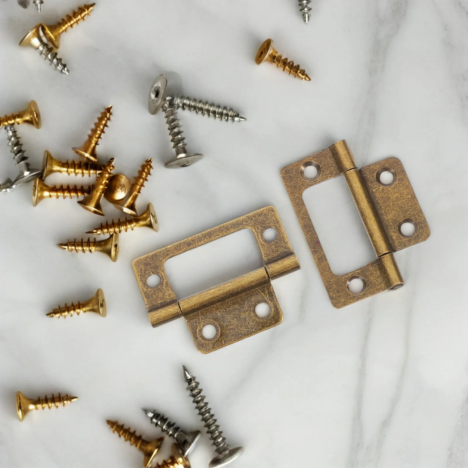 12Pcs Heavy Duty Brass Iron Hinges Vintage Furniture Hinges for Cabinet Doors Shutters Drawers Closets Kitchen