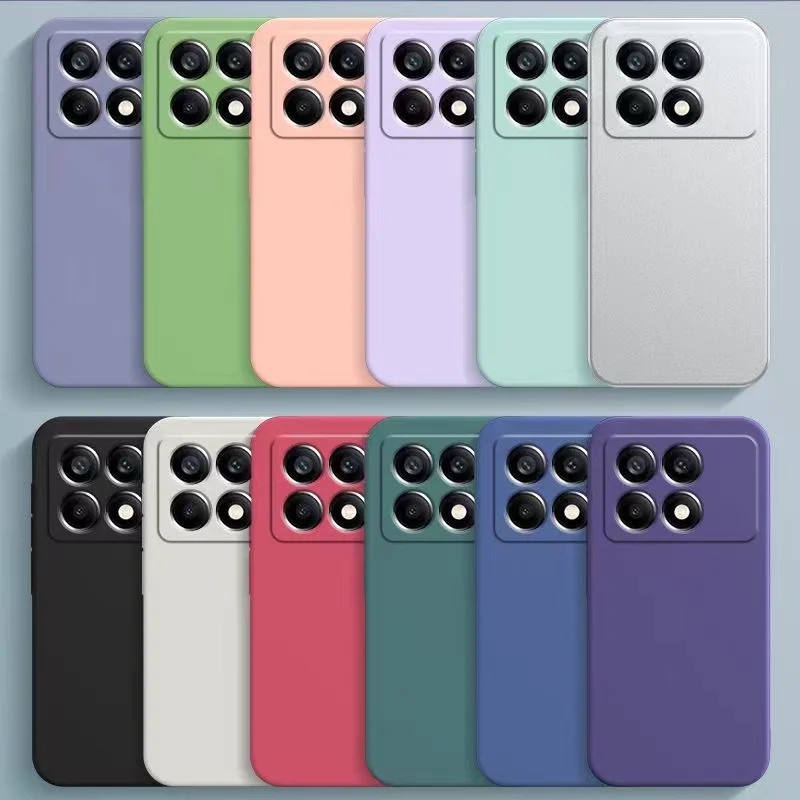 Square Liquid Silicone Phone Case for Xiaomi POCO X6 Pro 5G 360 Protective Soft Back Cover POCOX6 X6Pro Shockproof Shield Armor