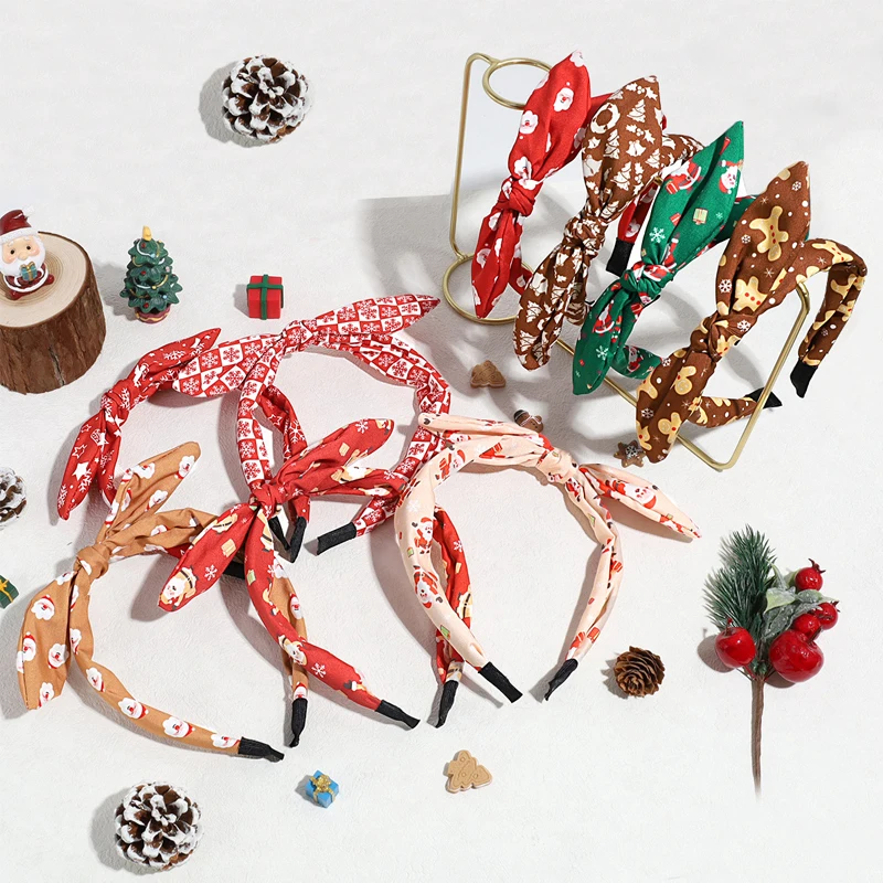 1pcs Women's Christmas Hairband Creative High Hairline Santa Snowman Candy Cane Hat Hair Accessories