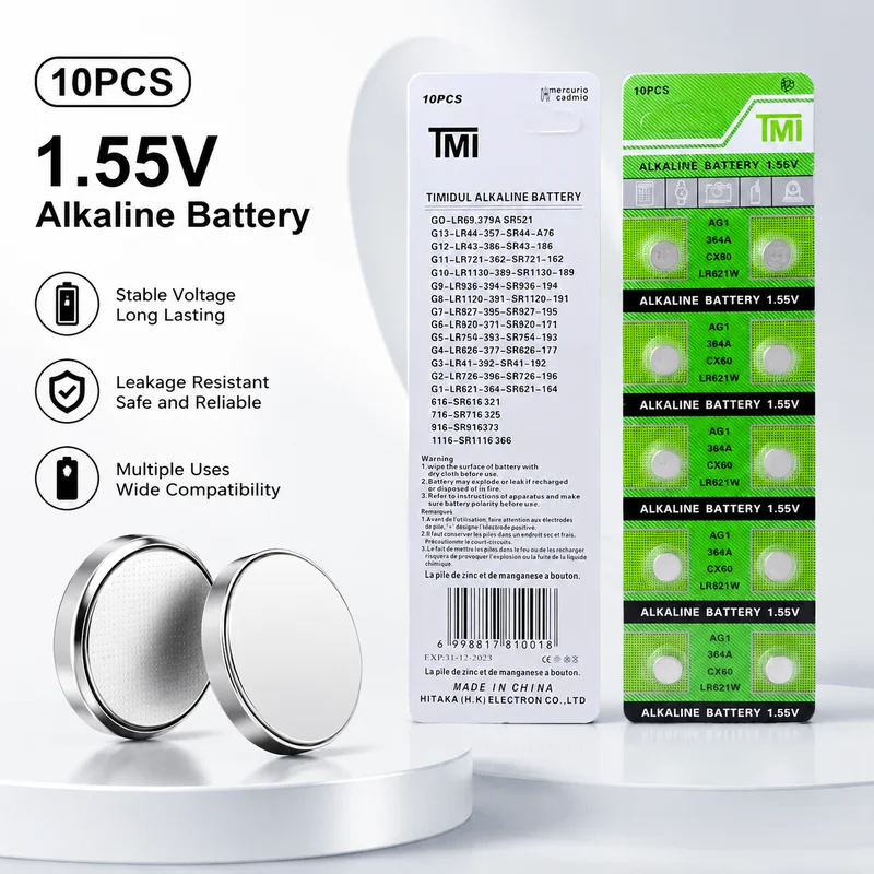 AG1 LR621 364 D364 164 LR621W LR60 1.55V Button Cell Battery Pack for Watches and Small Electronics