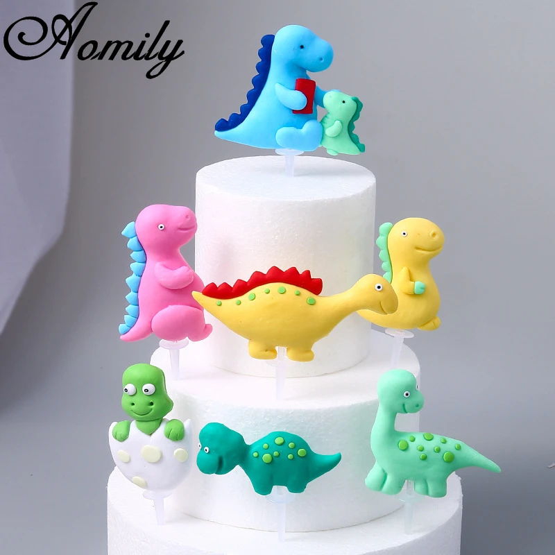 Aomily 3D Handmade Animal Cake Topper festa di compleanno decorazione torta per bambini dinosauro tigre leone Panda scimmia giraffa coniglio