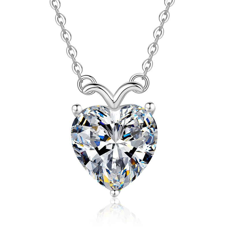 XL593 Lefei Fashion Luxury Trendy Classic Fresh 4 ct Moissanite Peach Heart Necklace Women s925 Silver Party Charms Jewelry Gift