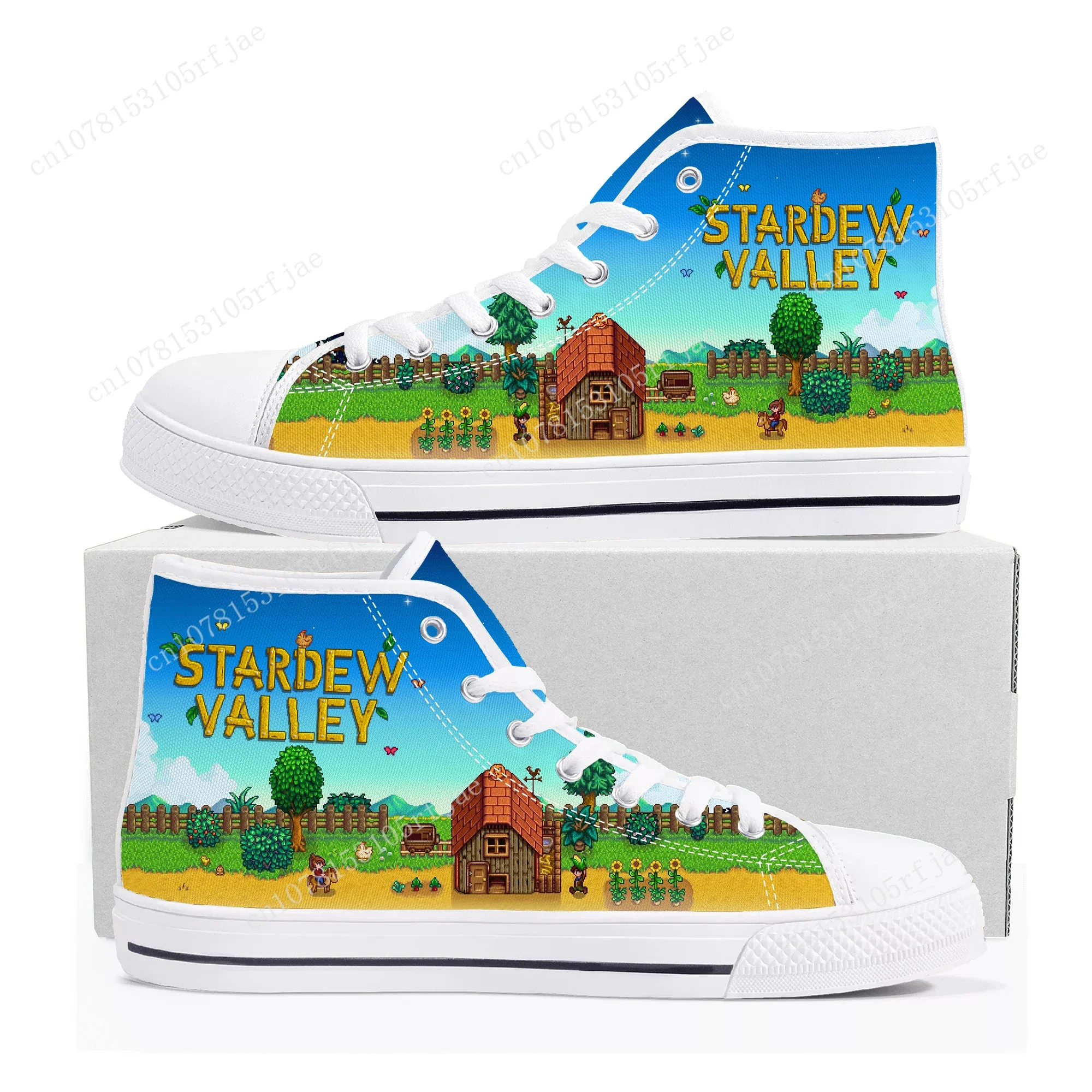 Stardew Valley High Top Sneakers Cartoon Game Mens Womens Teenager High Quality Canvas Shoes Casual Fashion Tailor Made Sneaker
