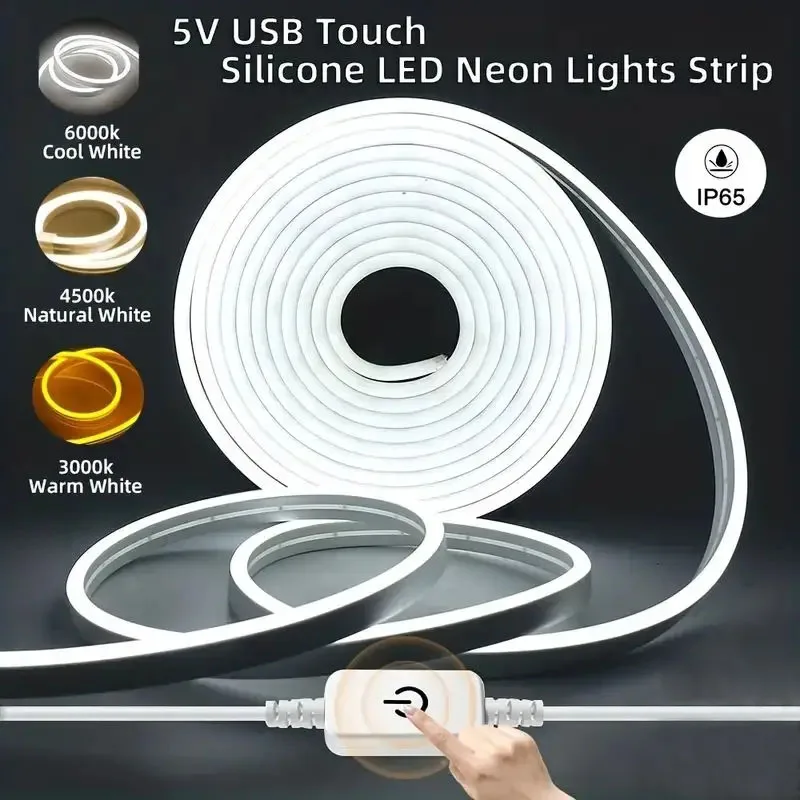 Czujnik dotykowy LED Strip Lights Neon Sign 5V USB Dimmable Waterproof Neon Lamp Flexible Tape Silicone Bedroom Backlight DIY Decor